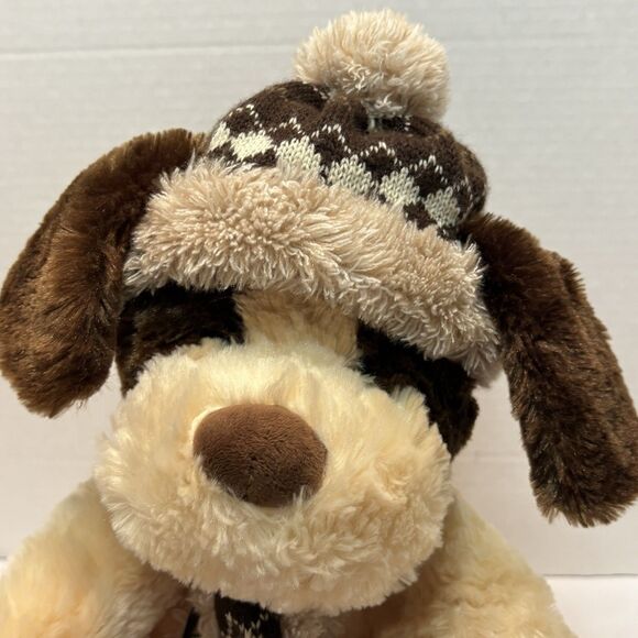 Hugfun International Kowloon Hong Kong Dog Plush Tan Brown Winter Hat Scarf 12" - Picture 3 of 10